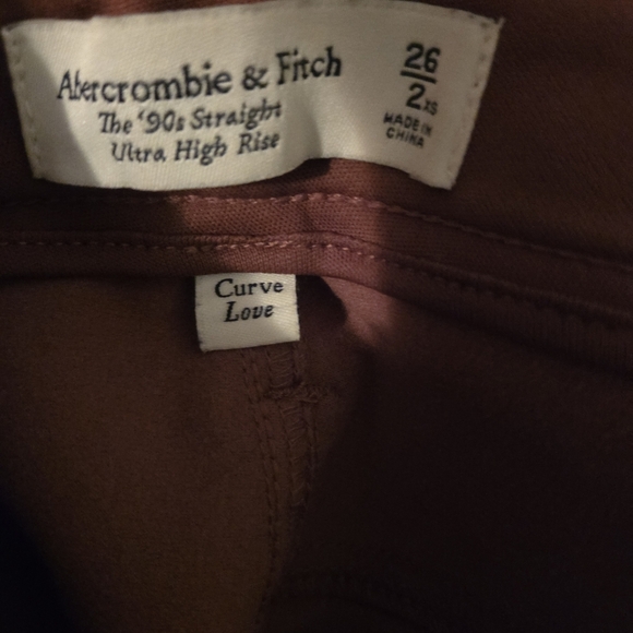 Abercrombie & Fitch Curve Love '90s Straight Ultra High Rise 2 XS 26 Faux Leathe - Picture 9 of 9